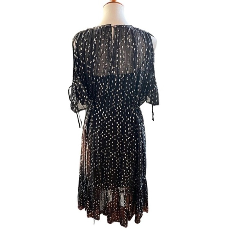 Needle & Thread Black Lurex Chiffon Midi Dress Metallic Dots Slip Included 6 - Picture 2 of 12